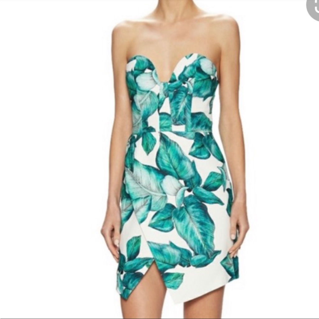 C/Meo Collective Lily Palm Strapless Dress Size L New With Tags